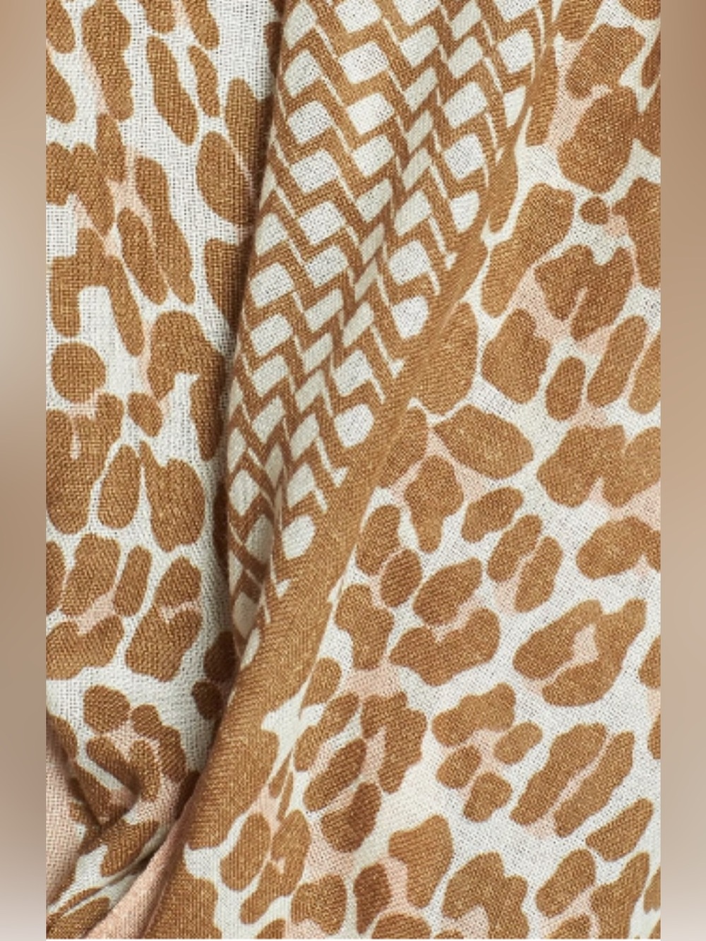 Tory Burch Beige and Brown Logo Pattern Scarf - Picture 6 of 8